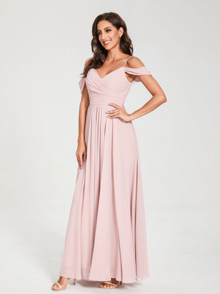 Princesa/Formato A Decote Em V Sem Mangas com Cauda/Arrastar Vestidos de Dama de Honra