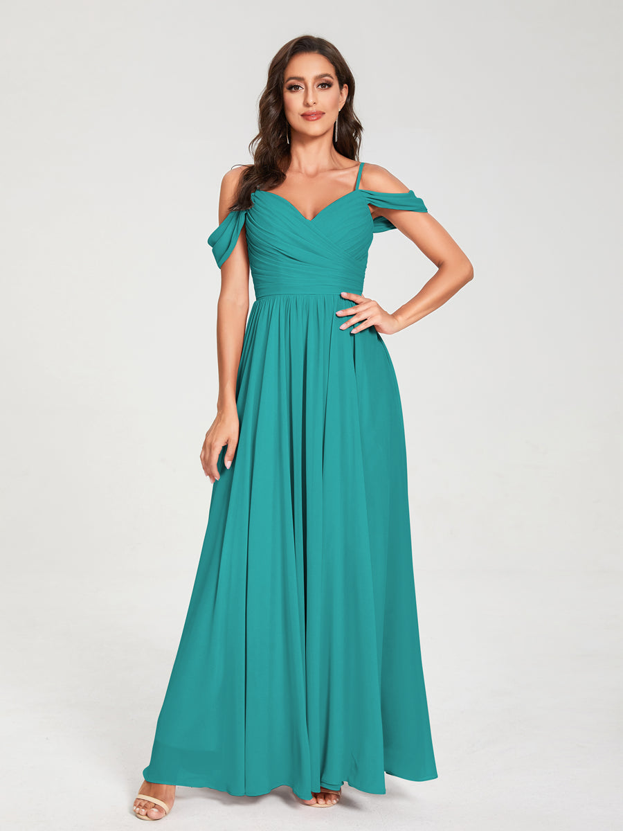 Princesa/Formato A Decote Em V Sem Mangas com Cauda/Arrastar Vestidos de Dama de Honra