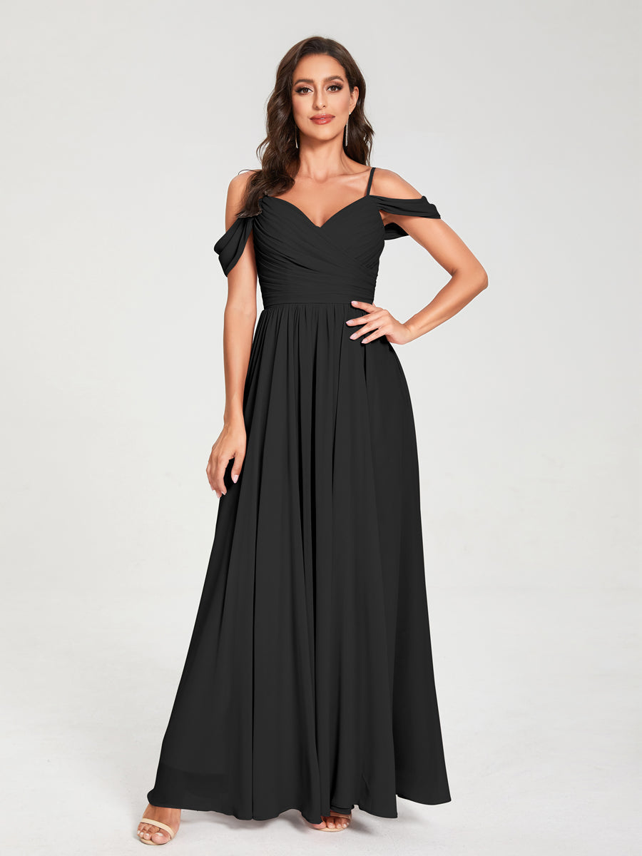 Princesa/Formato A Decote Em V Sem Mangas com Cauda/Arrastar Vestidos de Dama de Honra