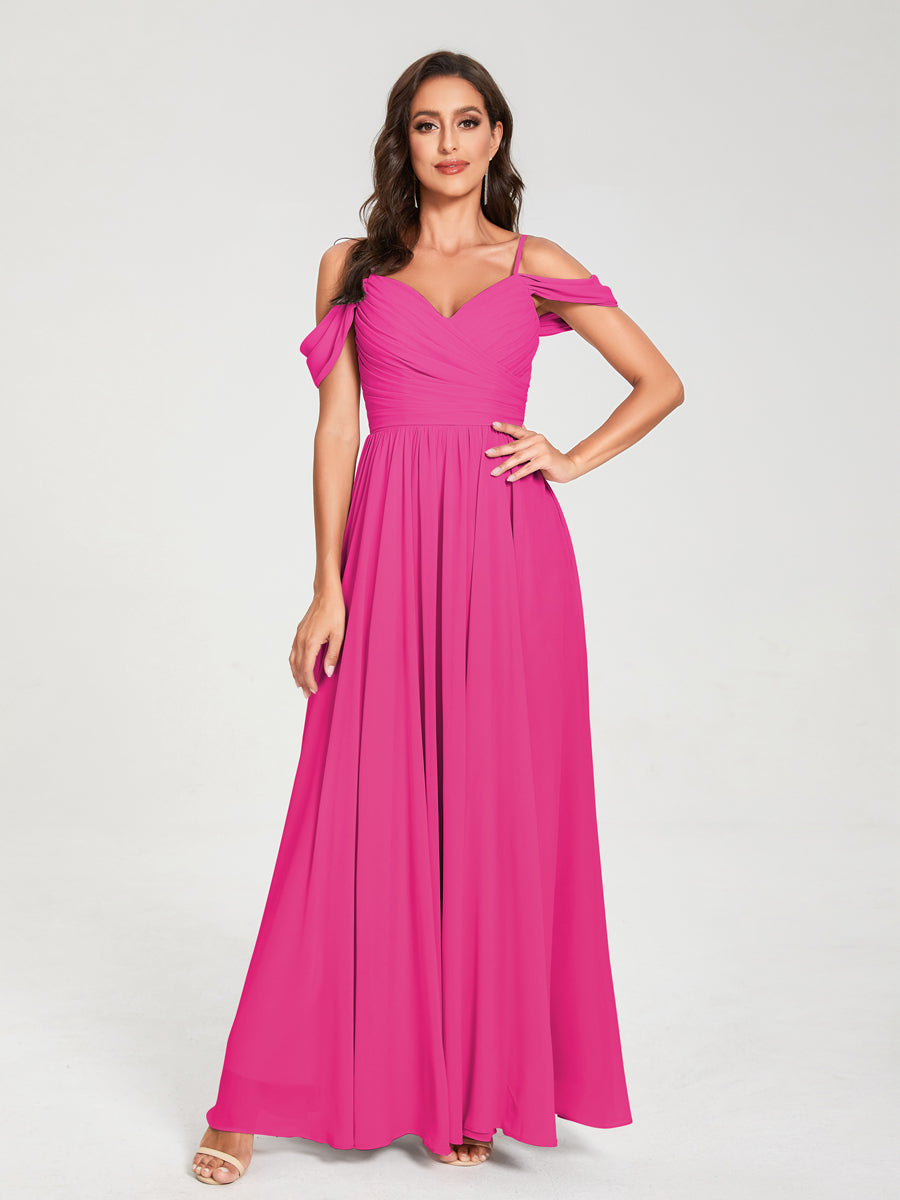 Princesa/Formato A Decote Em V Sem Mangas com Cauda/Arrastar Vestidos de Dama de Honra