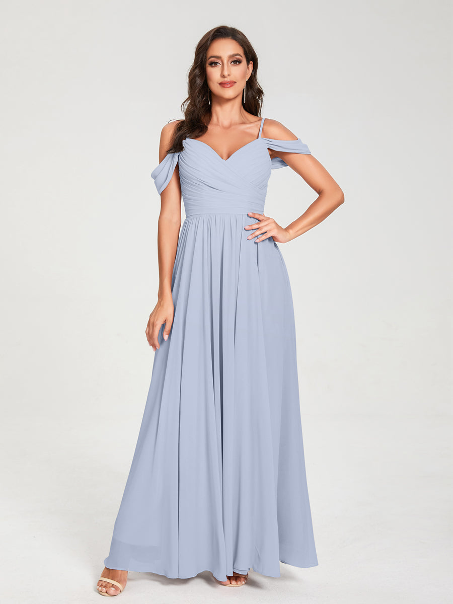 Princesa/Formato A Decote Em V Sem Mangas com Cauda/Arrastar Vestidos de Dama de Honra