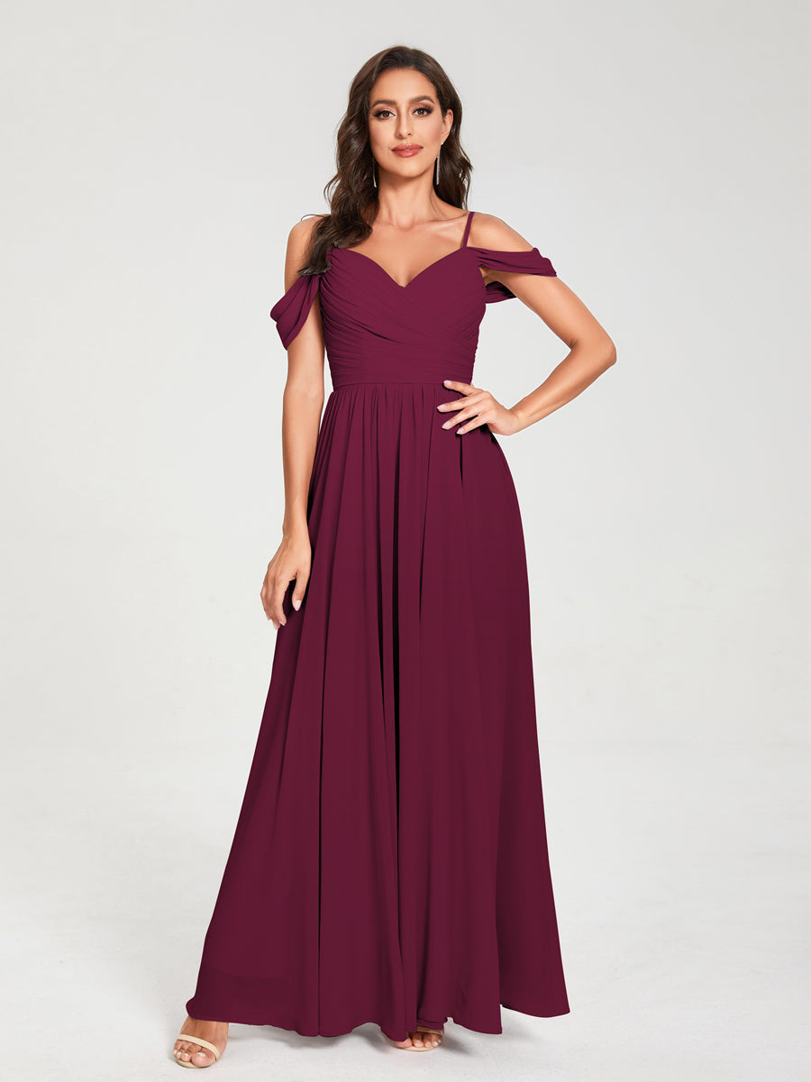 Princesa/Formato A Decote Em V Sem Mangas com Cauda/Arrastar Vestidos de Dama de Honra