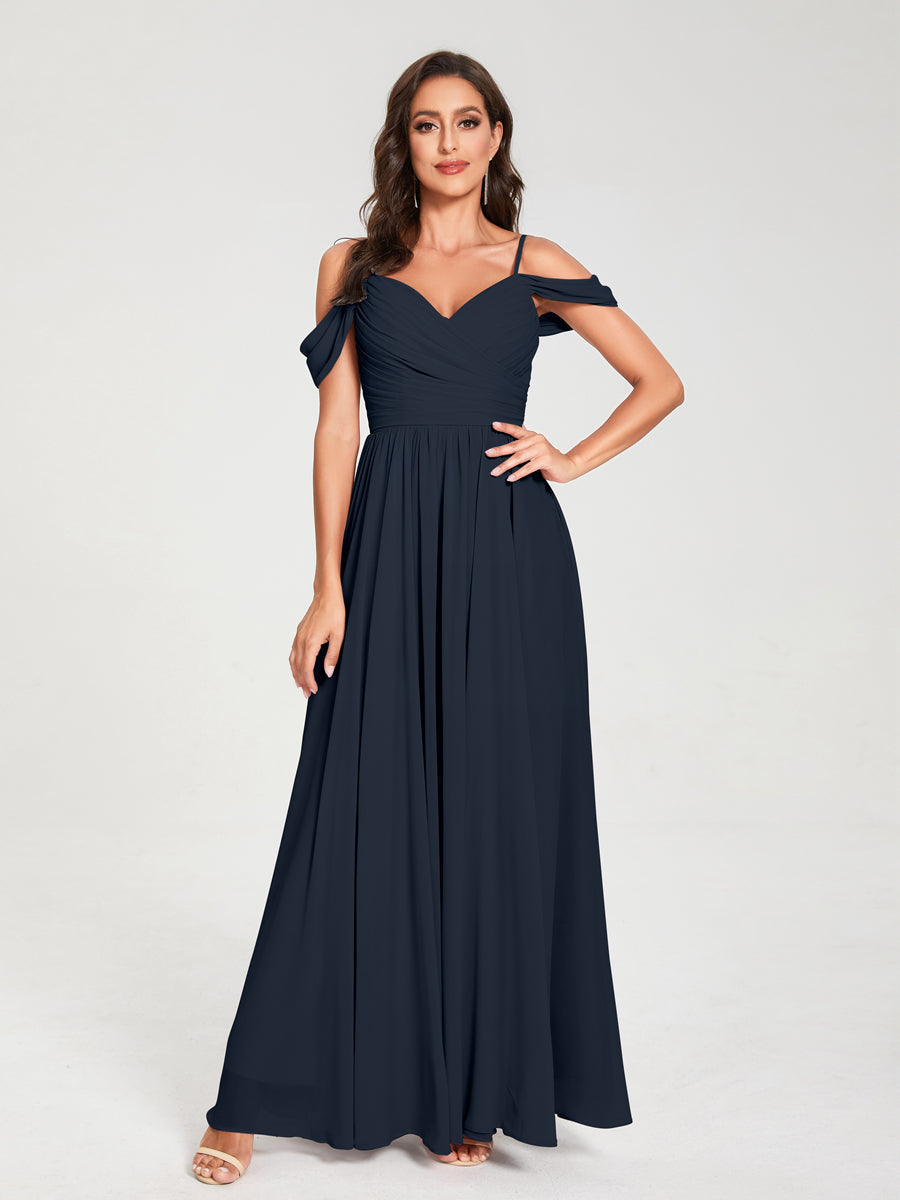 Princesa/Formato A Decote Em V Sem Mangas com Cauda/Arrastar Vestidos de Dama de Honra