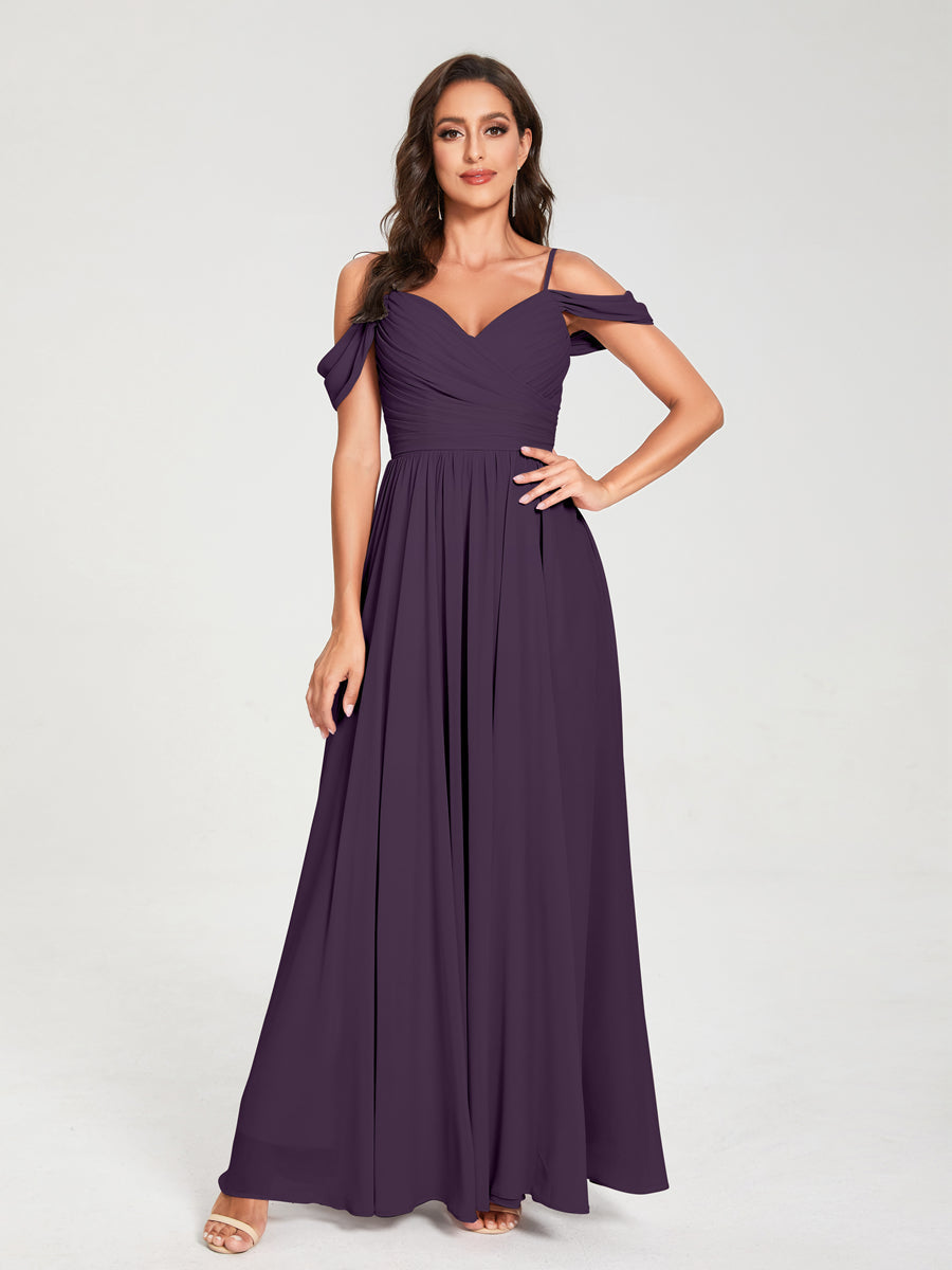 Princesa/Formato A Decote Em V Sem Mangas com Cauda/Arrastar Vestidos de Dama de Honra