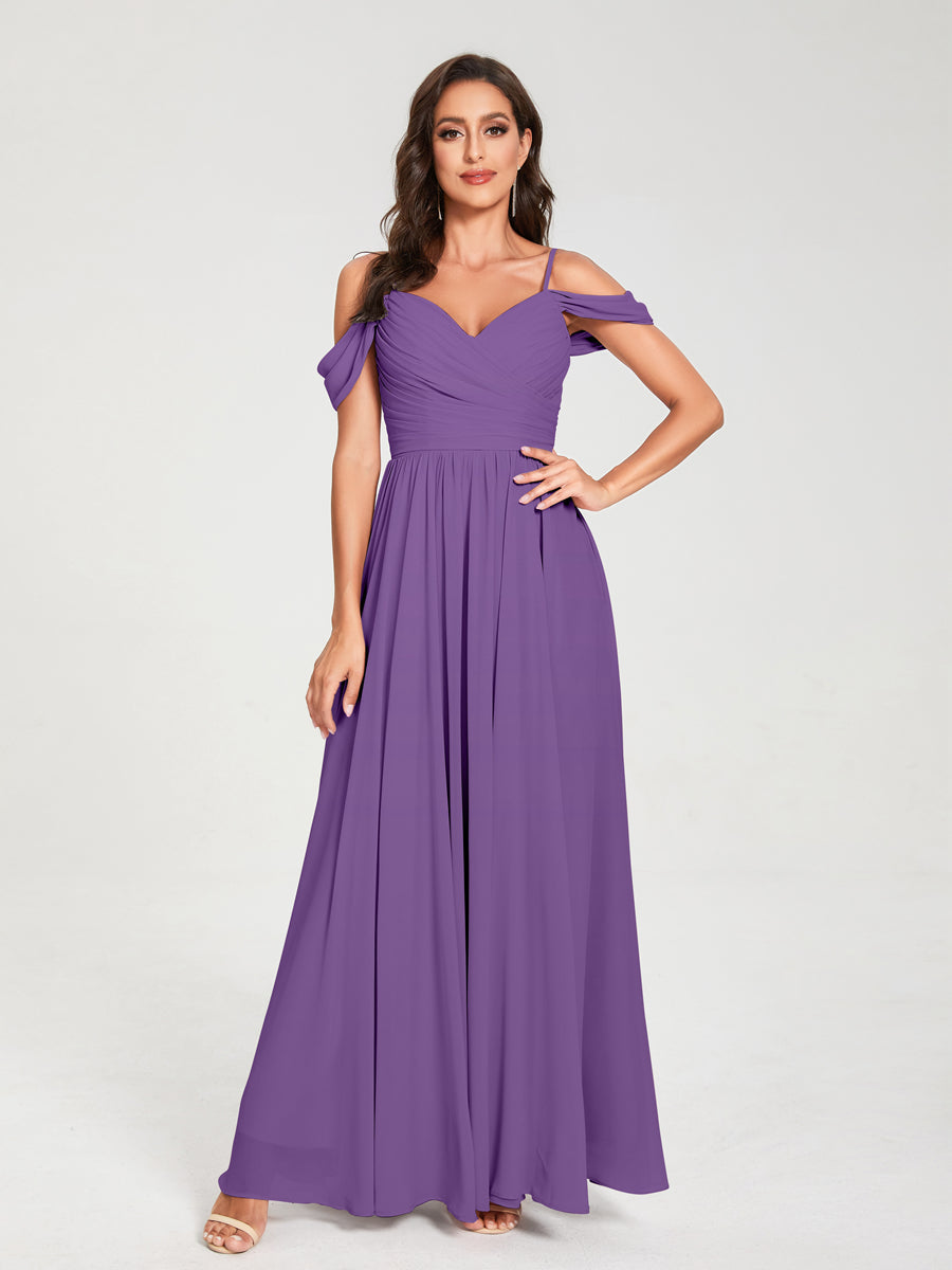 Princesa/Formato A Decote Em V Sem Mangas com Cauda/Arrastar Vestidos de Dama de Honra