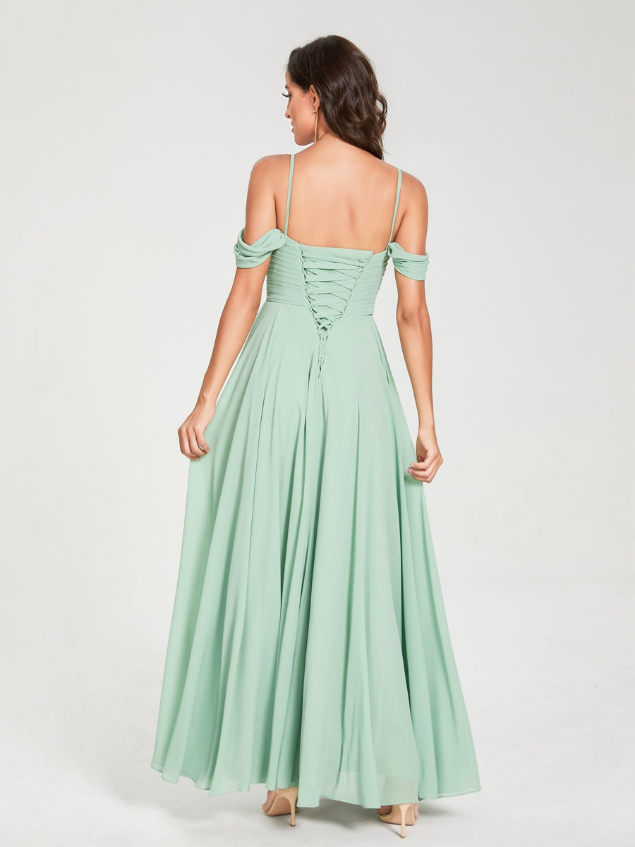 Princesa/Formato A Decote Em V Sem Mangas com Cauda/Arrastar Vestidos de Dama de Honra