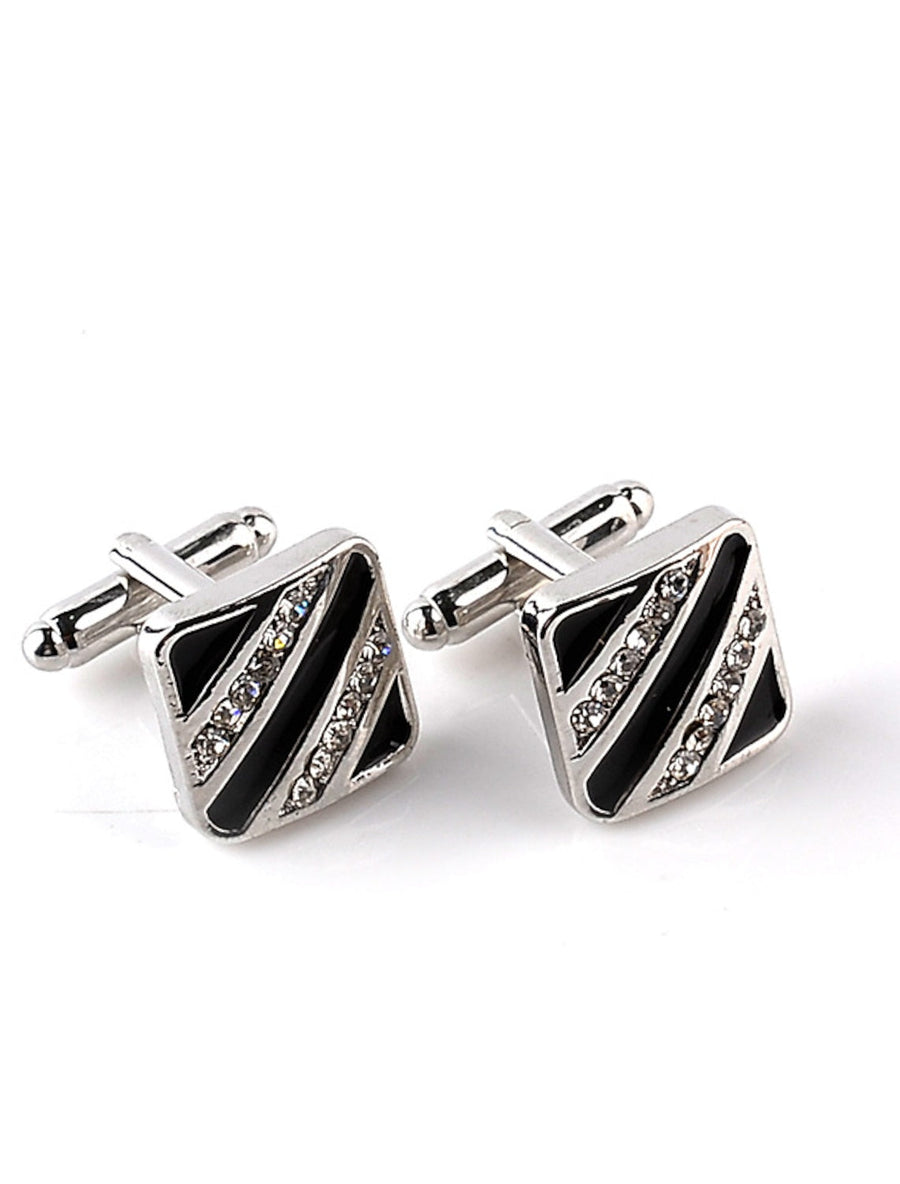 Abotoaduras Cúbicas com Strass para Homens em 2 Peças