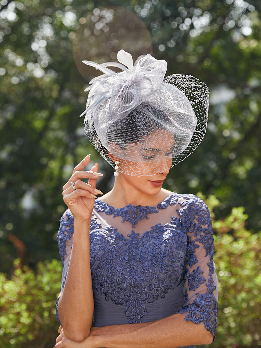 Fascinadores Elegantes em Tule com Penas