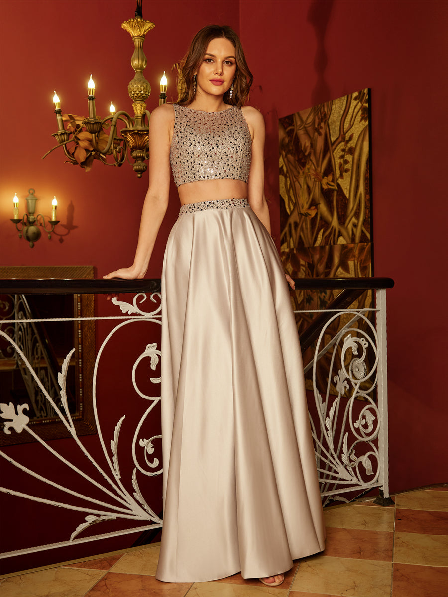 Princesa/Formato A Decote Em V Sem Mangas Longa Vestidos de Baile