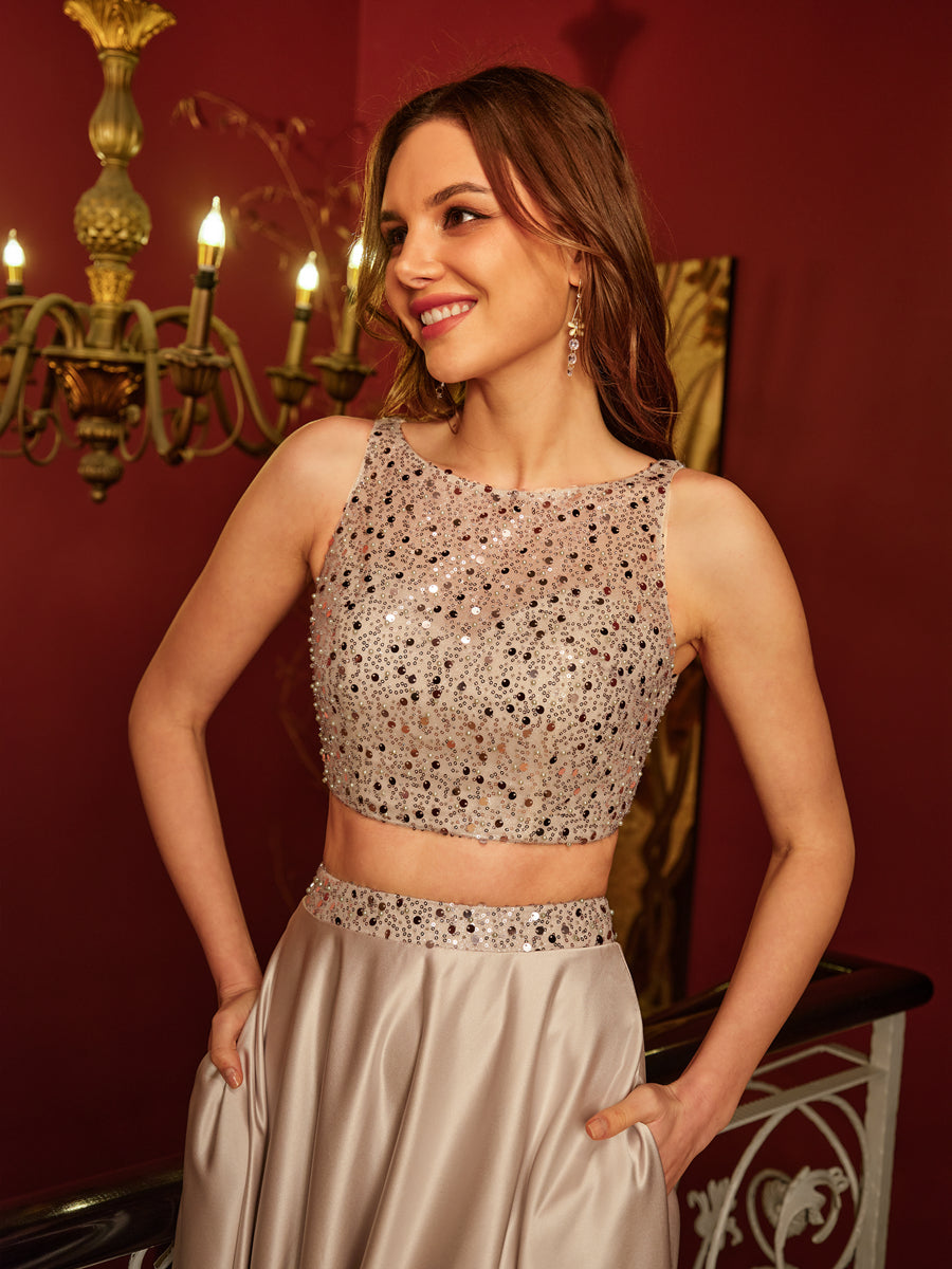 Princesa/Formato A Decote Em V Sem Mangas Longa Vestidos de Baile
