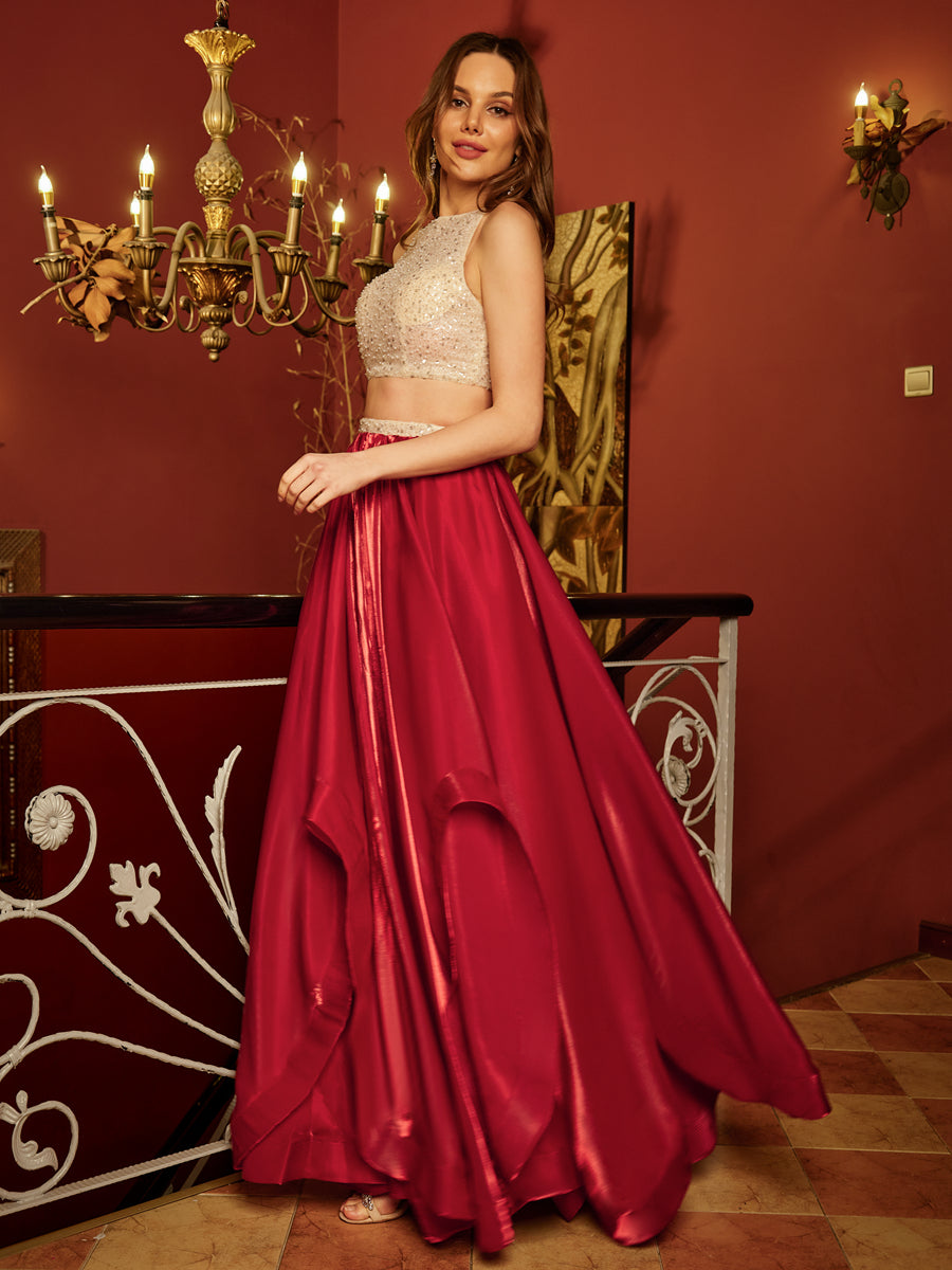 Princesa/Formato A Decote Em V Sem Mangas Lantejoulas Longa Vestidos de Baile