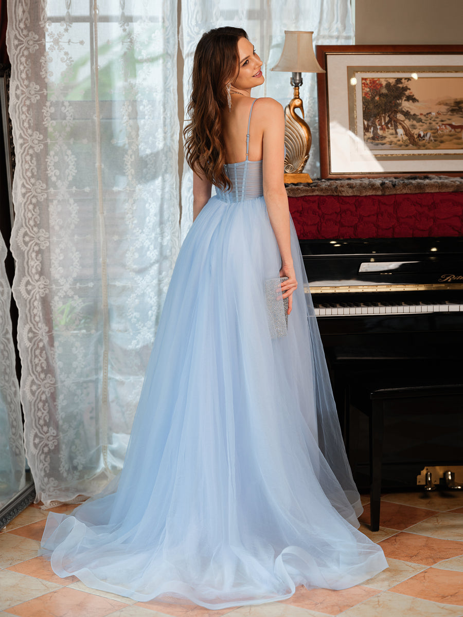 Princesa/Formato A Decote Em V Sem Mangas Longa Vestidos de Baile