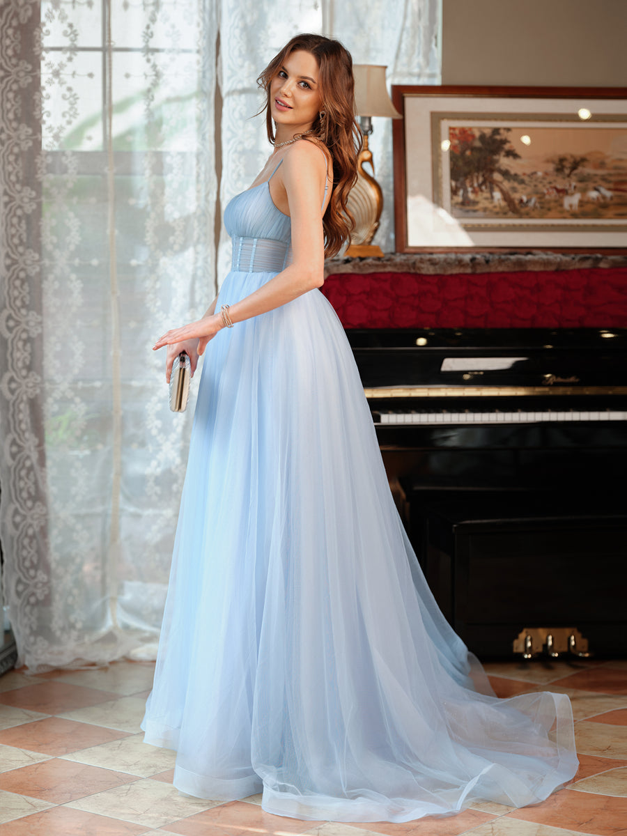 Princesa/Formato A Decote Em V Sem Mangas Longa Vestidos de Baile