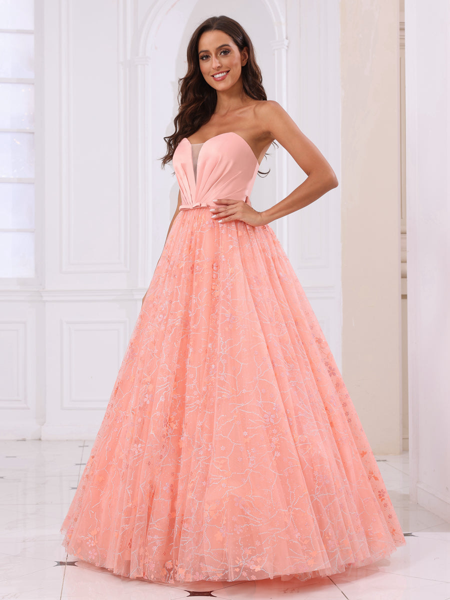 Corte A/Princesa Querida Vestidos de Baile Longos com Mangas Destacáveis