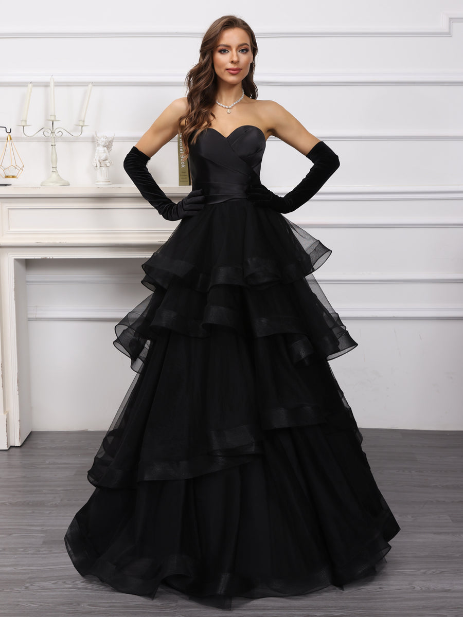 Corte A/Princesa Coração Vestidos Longos de Tule com Babados