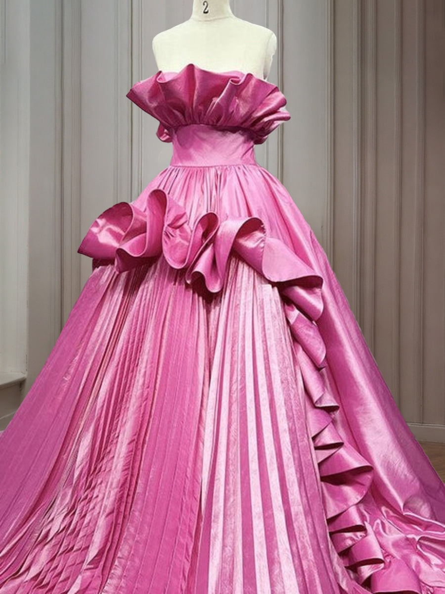 Vestidos de Quinceanera de Baile com Decote Tomara que Caia e Babados