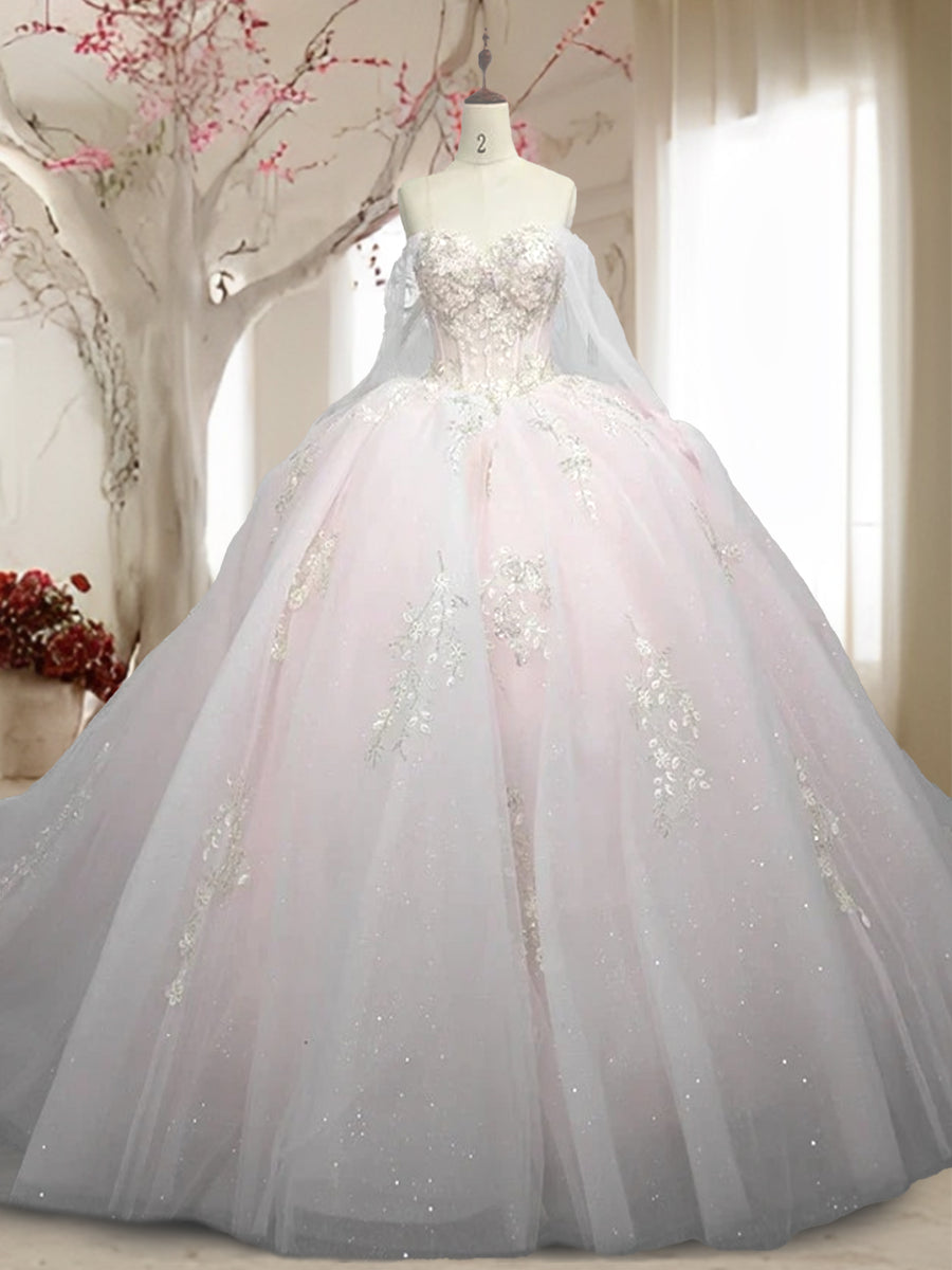 Vestidos de Quinceanera de Baile com Ombros Descobertos e Aplicações
