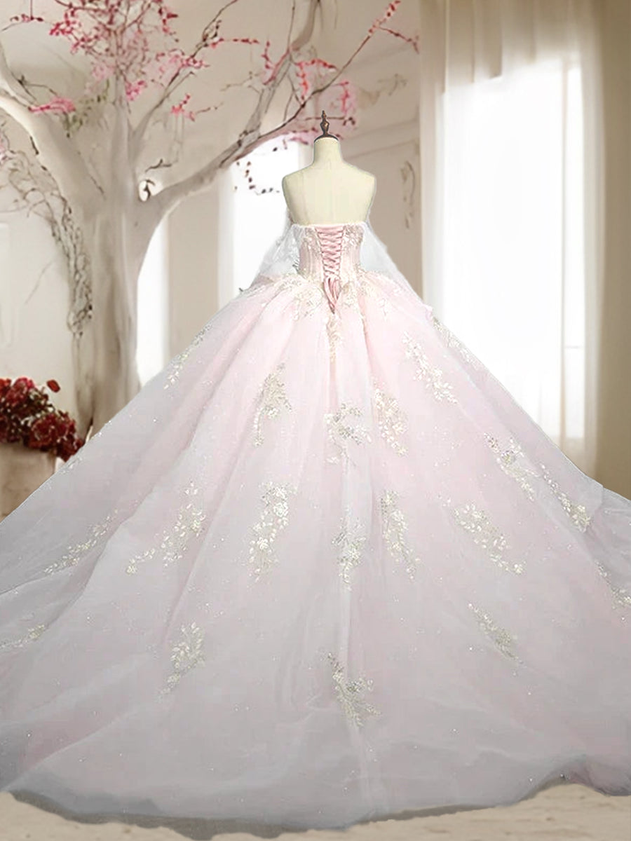 Vestidos de Quinceanera de Baile com Ombros Descobertos e Aplicações