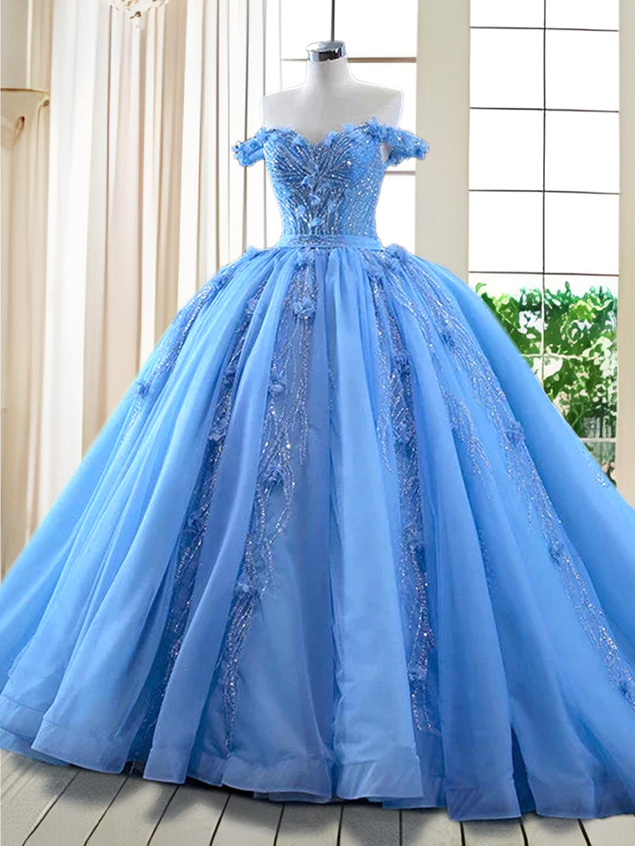 Vestidos de Quinceanera de Baile com Ombros Descobertos e Aplicações