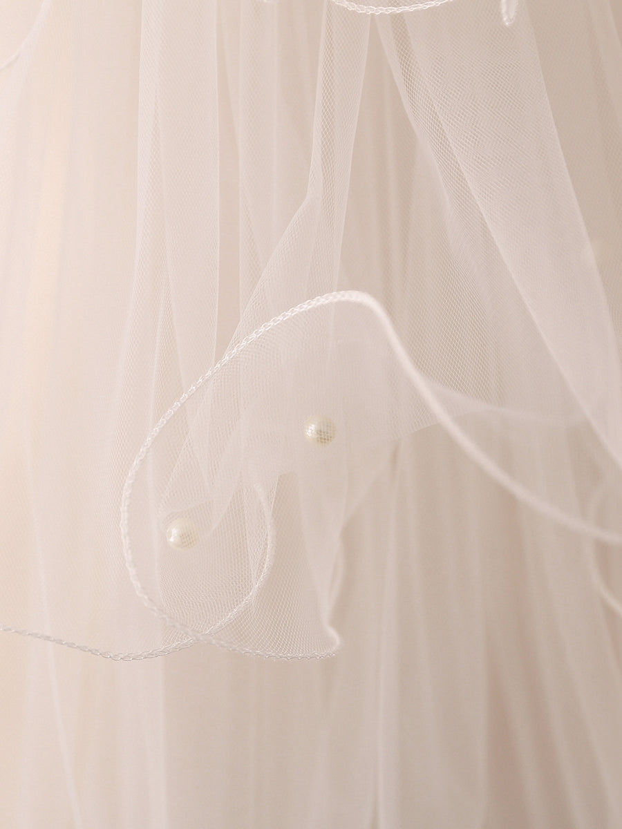 Lindo Tule de 4 Camadas com Laço e Véus de Casamento