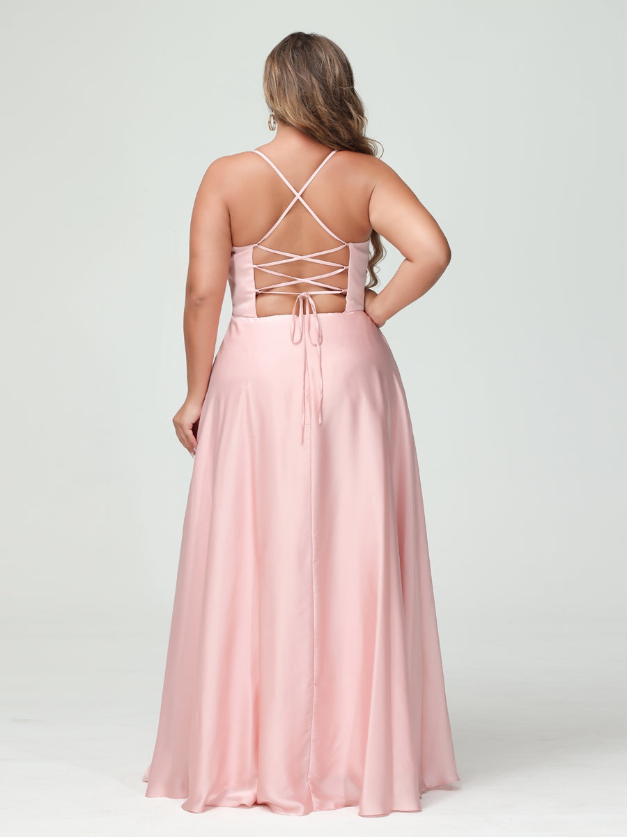 Trapézio/Princesa Alças Finas Sem Mangas Plus Size Vestidos de Dama de Honra