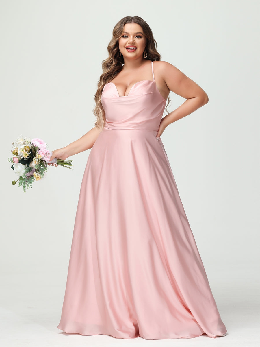 Trapézio/Princesa Alças Finas Sem Mangas Plus Size Vestidos de Dama de Honra