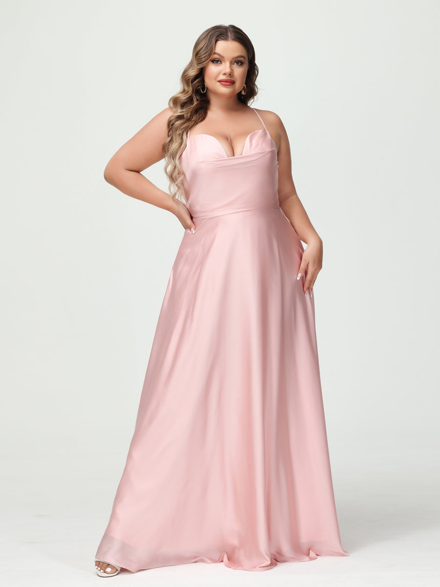 Trapézio/Princesa Alças Finas Sem Mangas Plus Size Vestidos de Dama de Honra