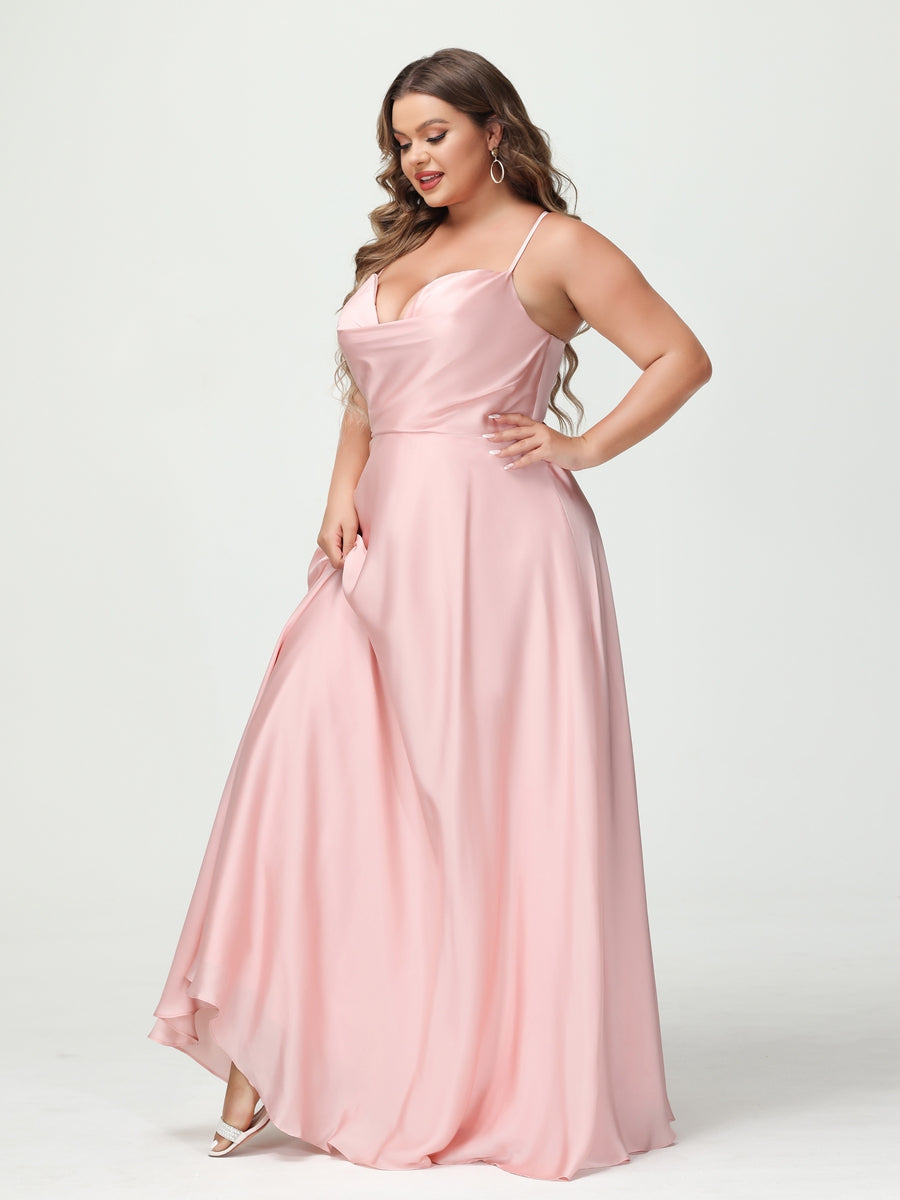 Trapézio/Princesa Alças Finas Sem Mangas Plus Size Vestidos de Dama de Honra
