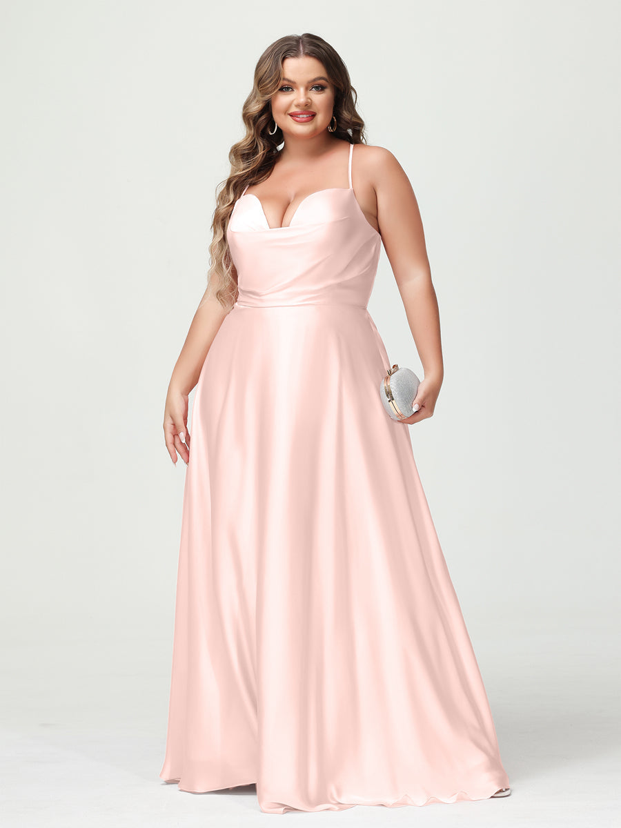Trapézio/Princesa Alças Finas Sem Mangas Plus Size Vestidos de Dama de Honra