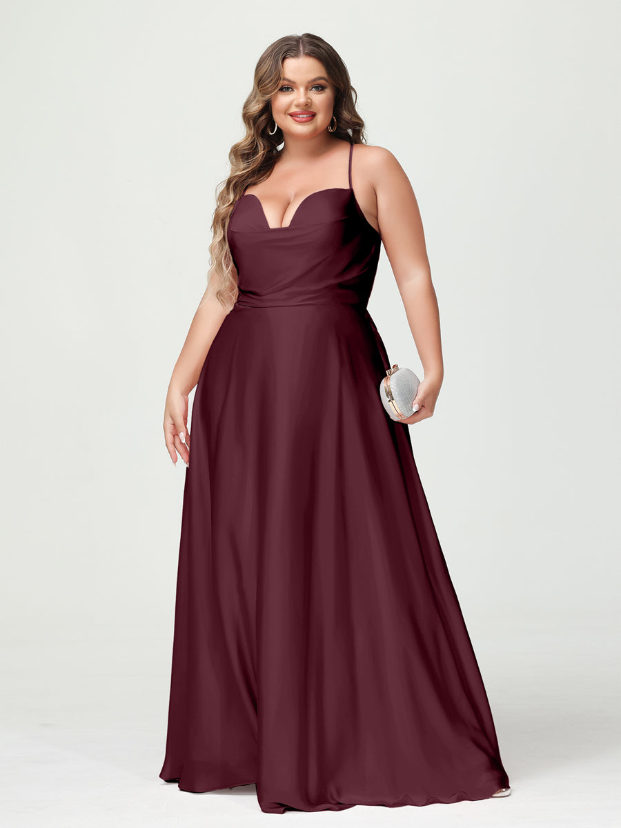 Trapézio/Princesa Alças Finas Sem Mangas Plus Size Vestidos de Dama de Honra