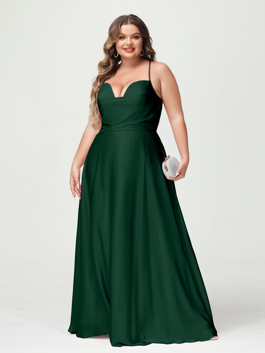 Trapézio/Princesa Alças Finas Sem Mangas Plus Size Vestidos de Dama de Honra