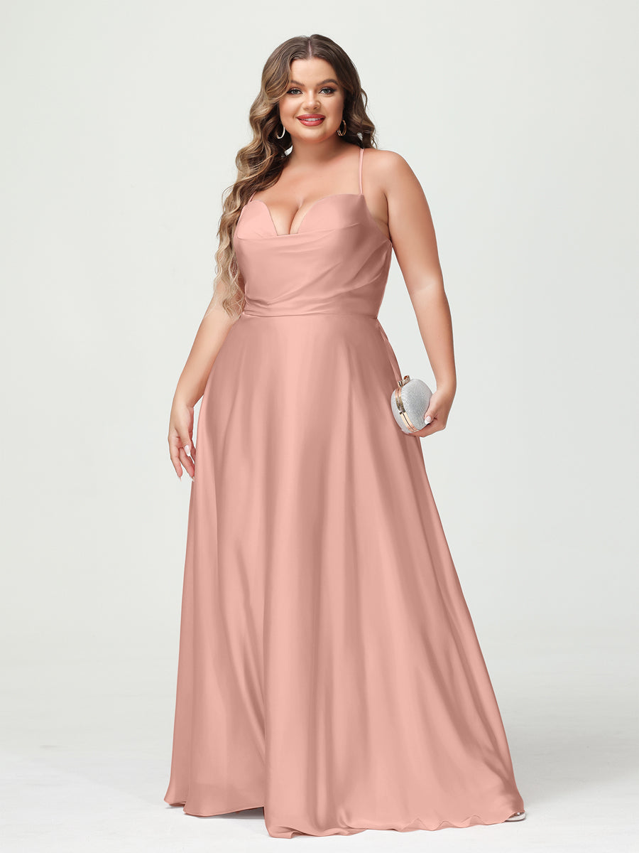 Trapézio/Princesa Alças Finas Sem Mangas Plus Size Vestidos de Dama de Honra