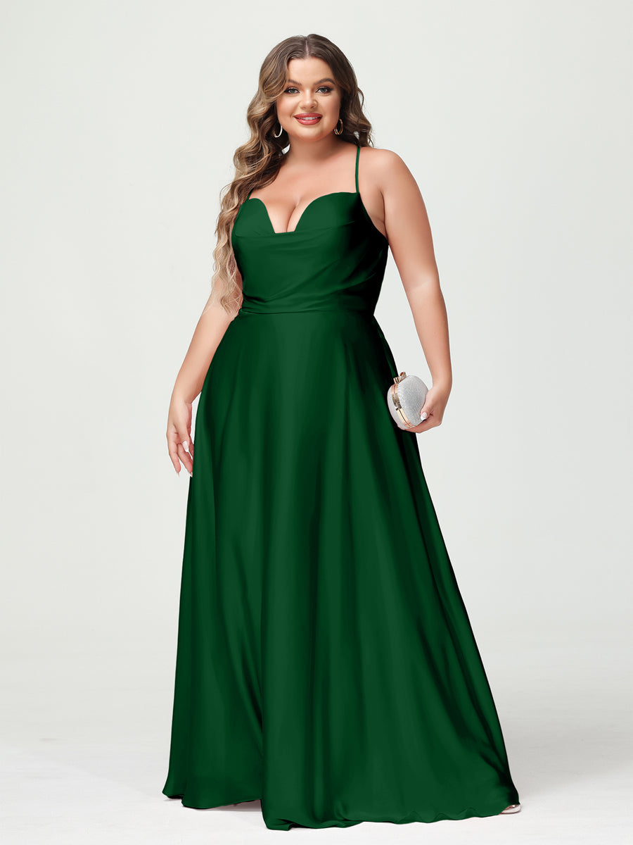 Trapézio/Princesa Alças Finas Sem Mangas Plus Size Vestidos de Dama de Honra