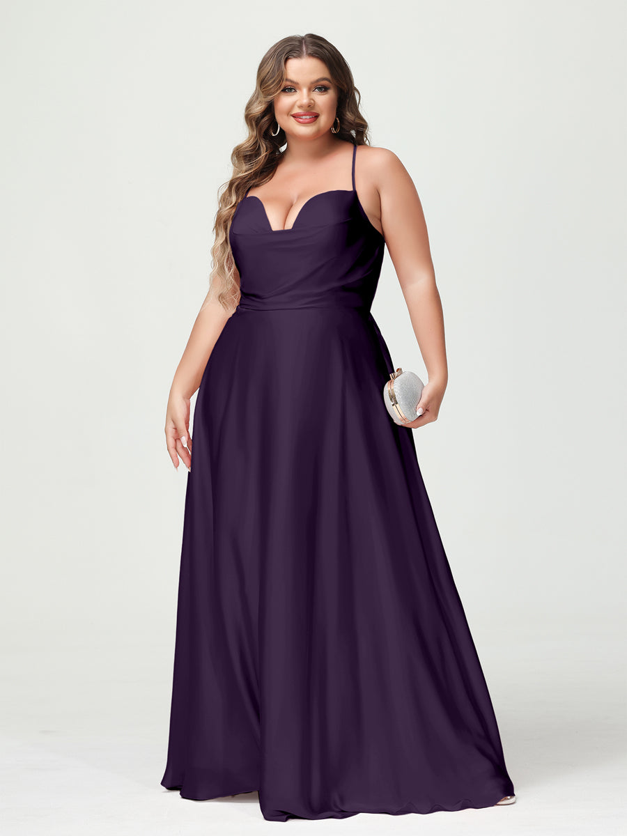 Trapézio/Princesa Alças Finas Sem Mangas Plus Size Vestidos de Dama de Honra