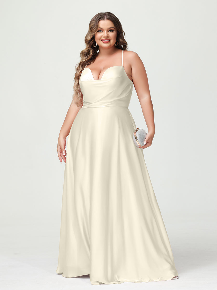 Trapézio/Princesa Alças Finas Sem Mangas Plus Size Vestidos de Dama de Honra