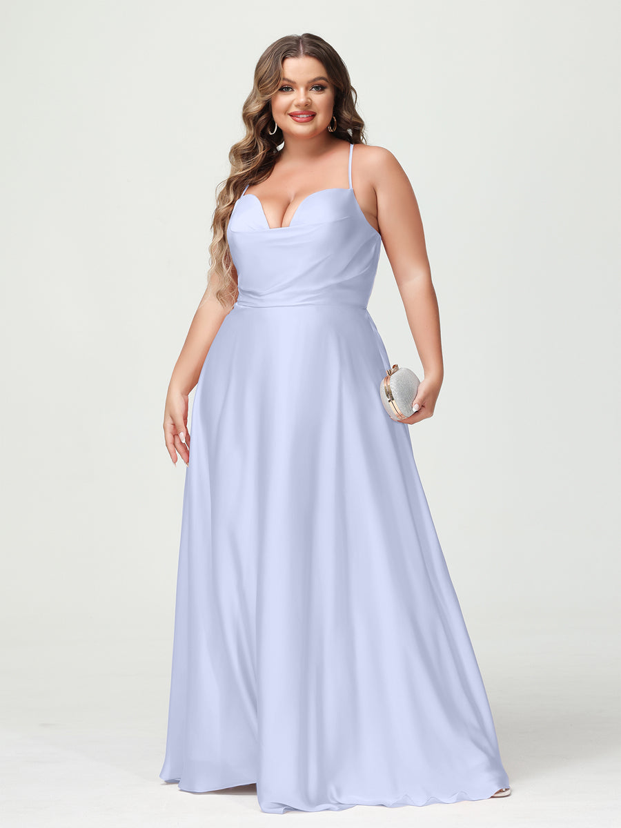 Trapézio/Princesa Alças Finas Sem Mangas Plus Size Vestidos de Dama de Honra