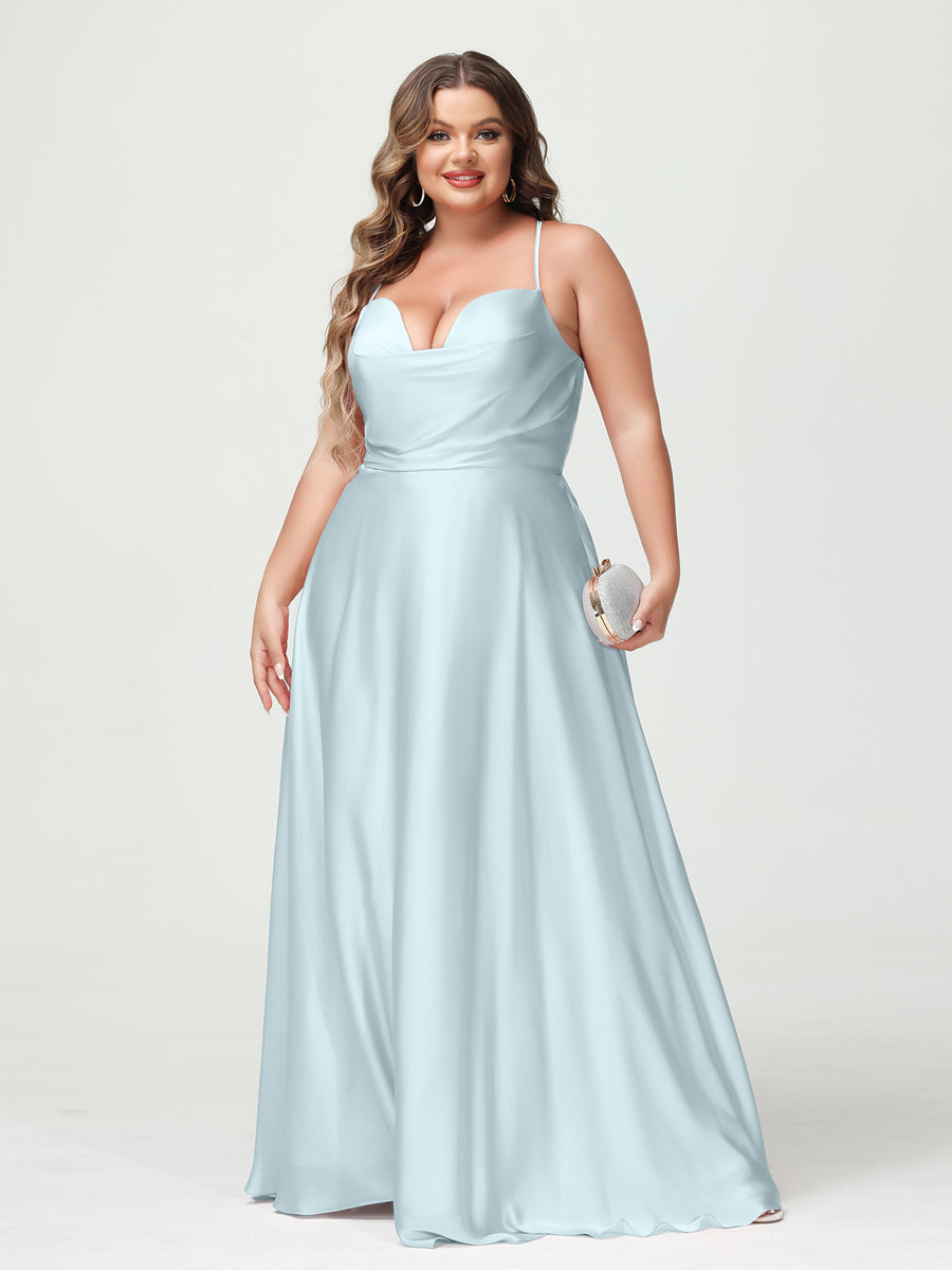 Trapézio/Princesa Alças Finas Sem Mangas Plus Size Vestidos de Dama de Honra
