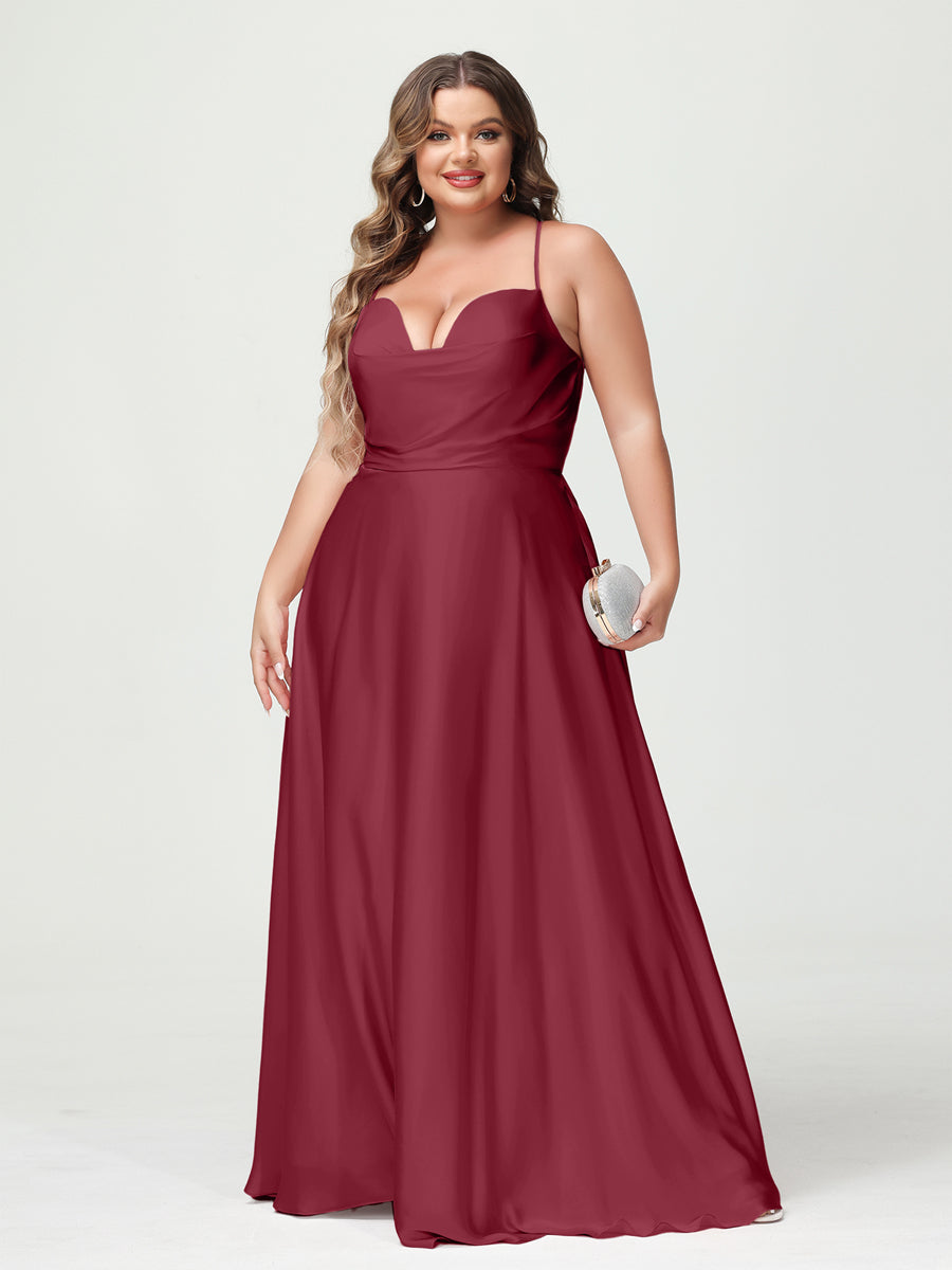 Trapézio/Princesa Alças Finas Sem Mangas Plus Size Vestidos de Dama de Honra