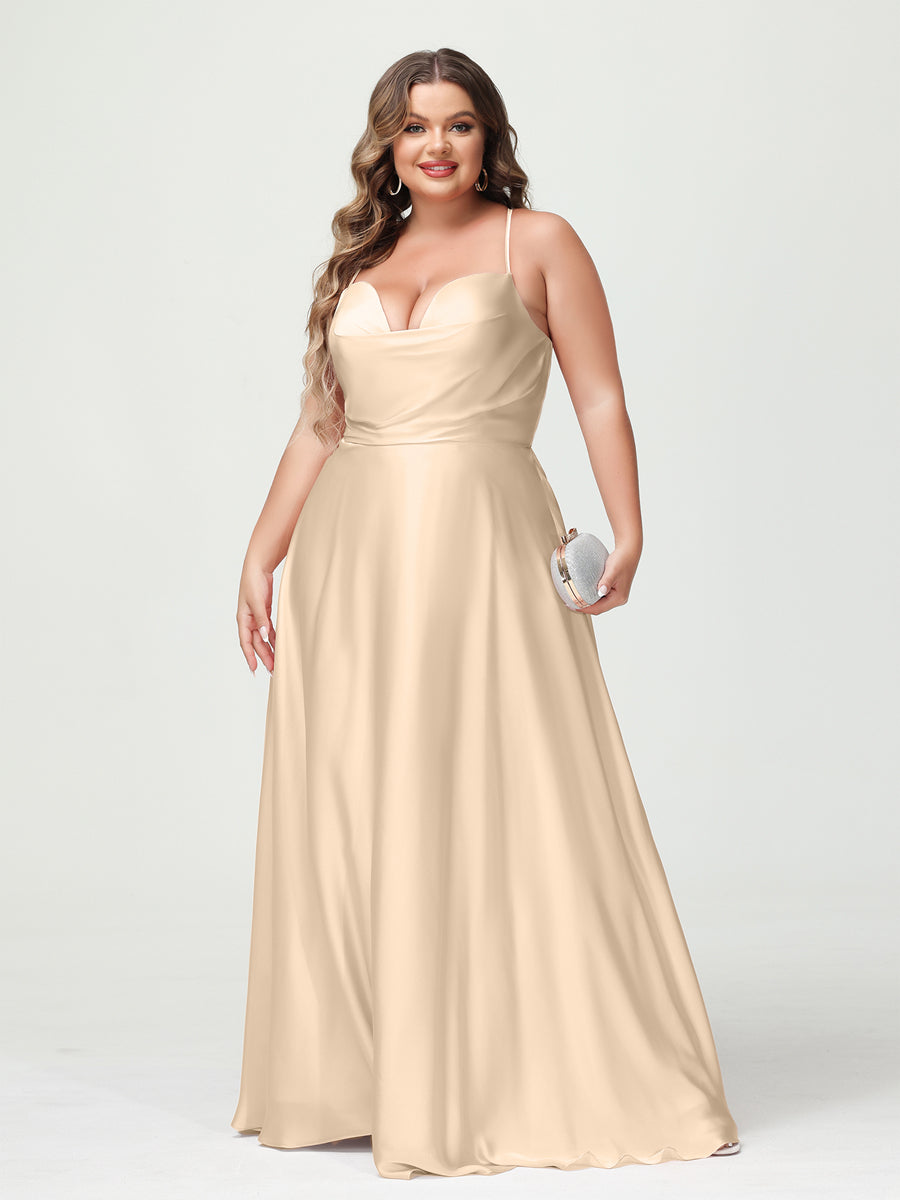 Trapézio/Princesa Alças Finas Sem Mangas Plus Size Vestidos de Dama de Honra