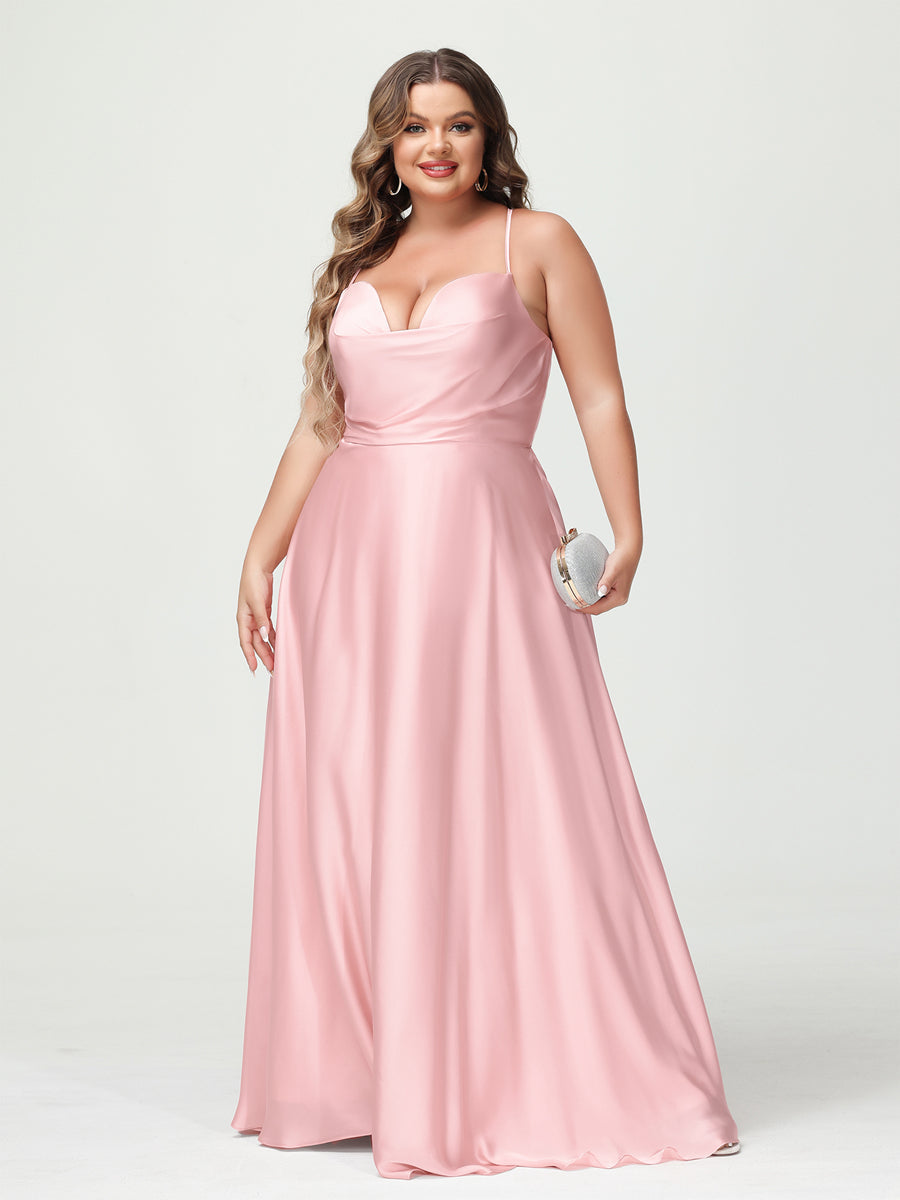 Trapézio/Princesa Alças Finas Sem Mangas Plus Size Vestidos de Dama de Honra