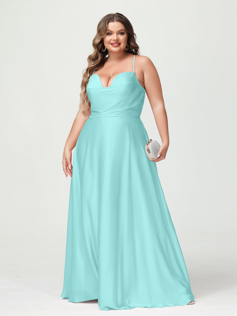 Trapézio/Princesa Alças Finas Sem Mangas Plus Size Vestidos de Dama de Honra