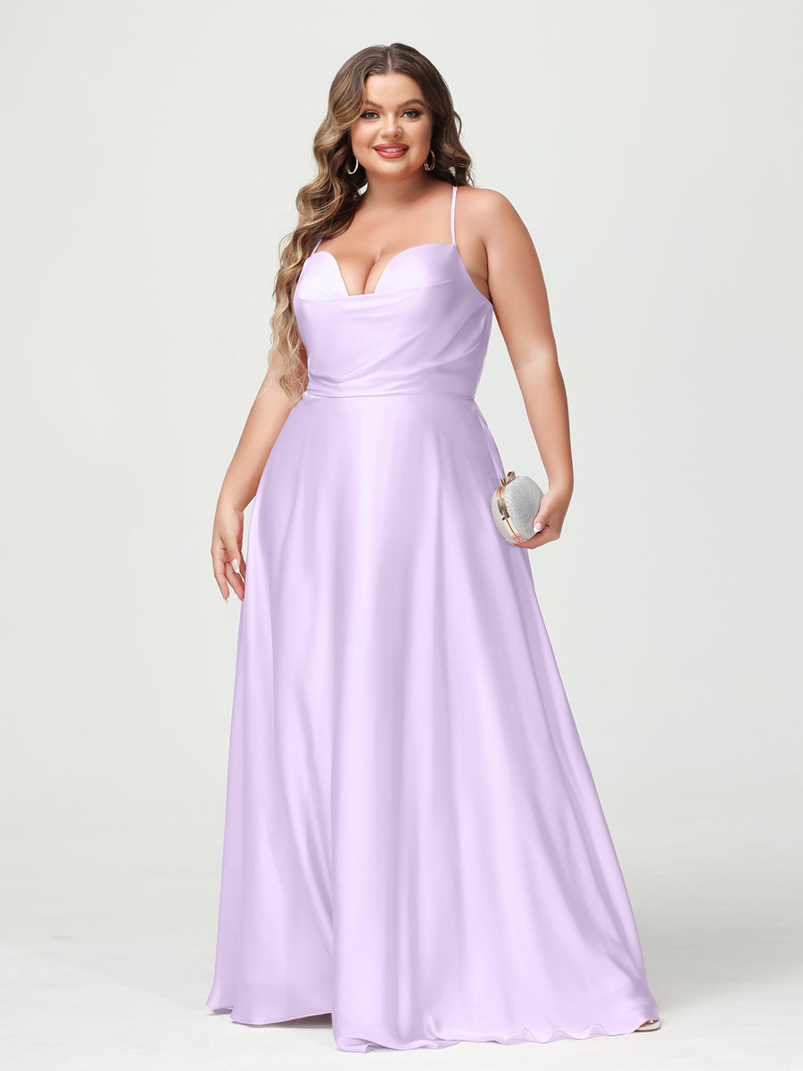 Trapézio/Princesa Alças Finas Sem Mangas Plus Size Vestidos de Dama de Honra