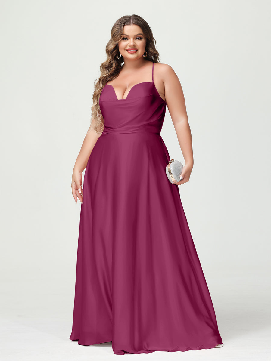 Trapézio/Princesa Alças Finas Sem Mangas Plus Size Vestidos de Dama de Honra