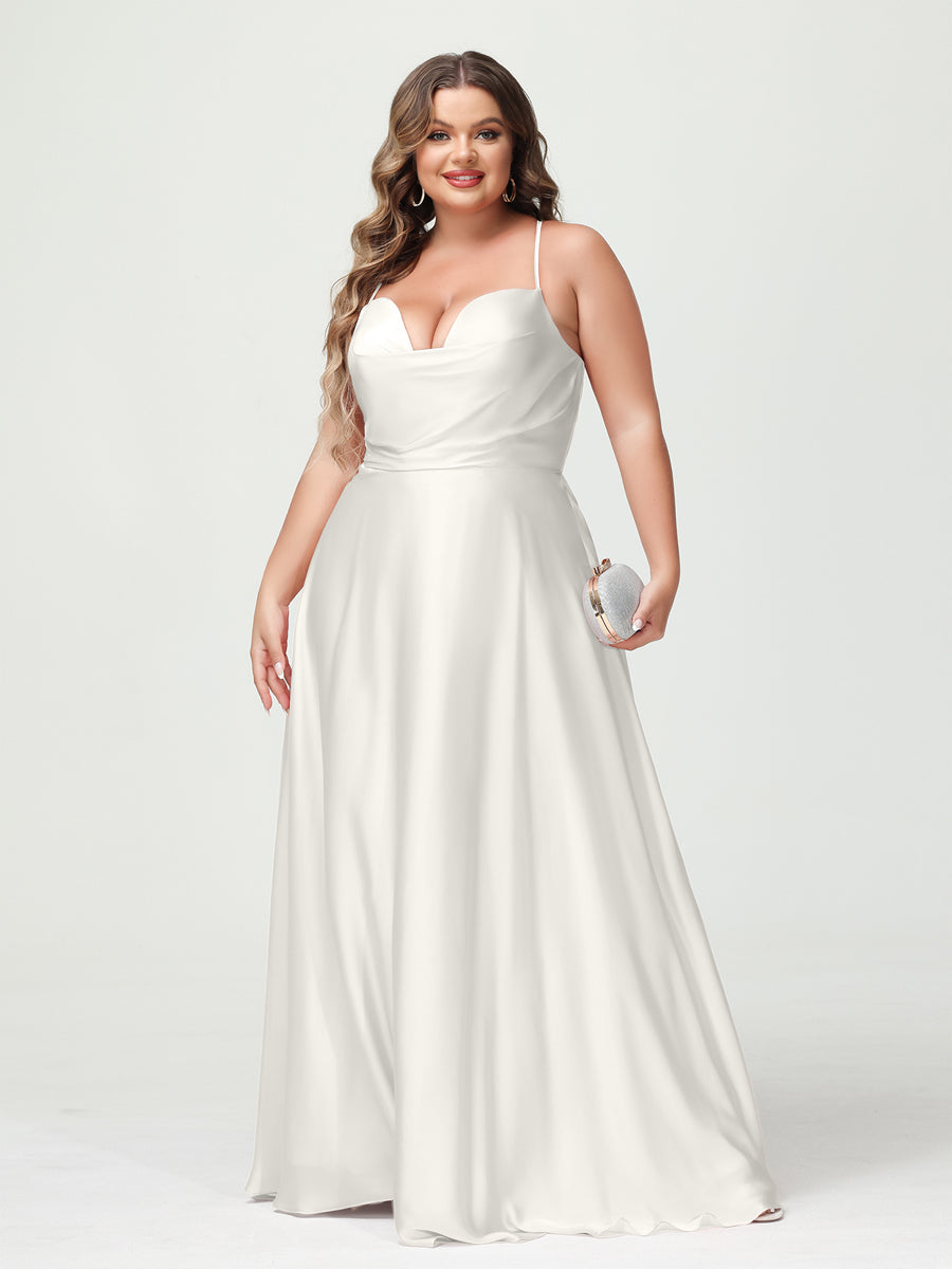 Trapézio/Princesa Alças Finas Sem Mangas Plus Size Vestidos de Dama de Honra