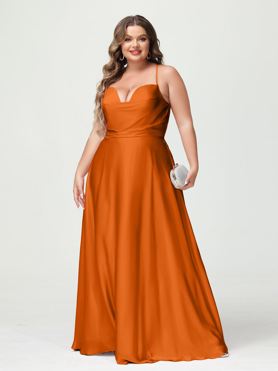 Trapézio/Princesa Alças Finas Sem Mangas Plus Size Vestidos de Dama de Honra
