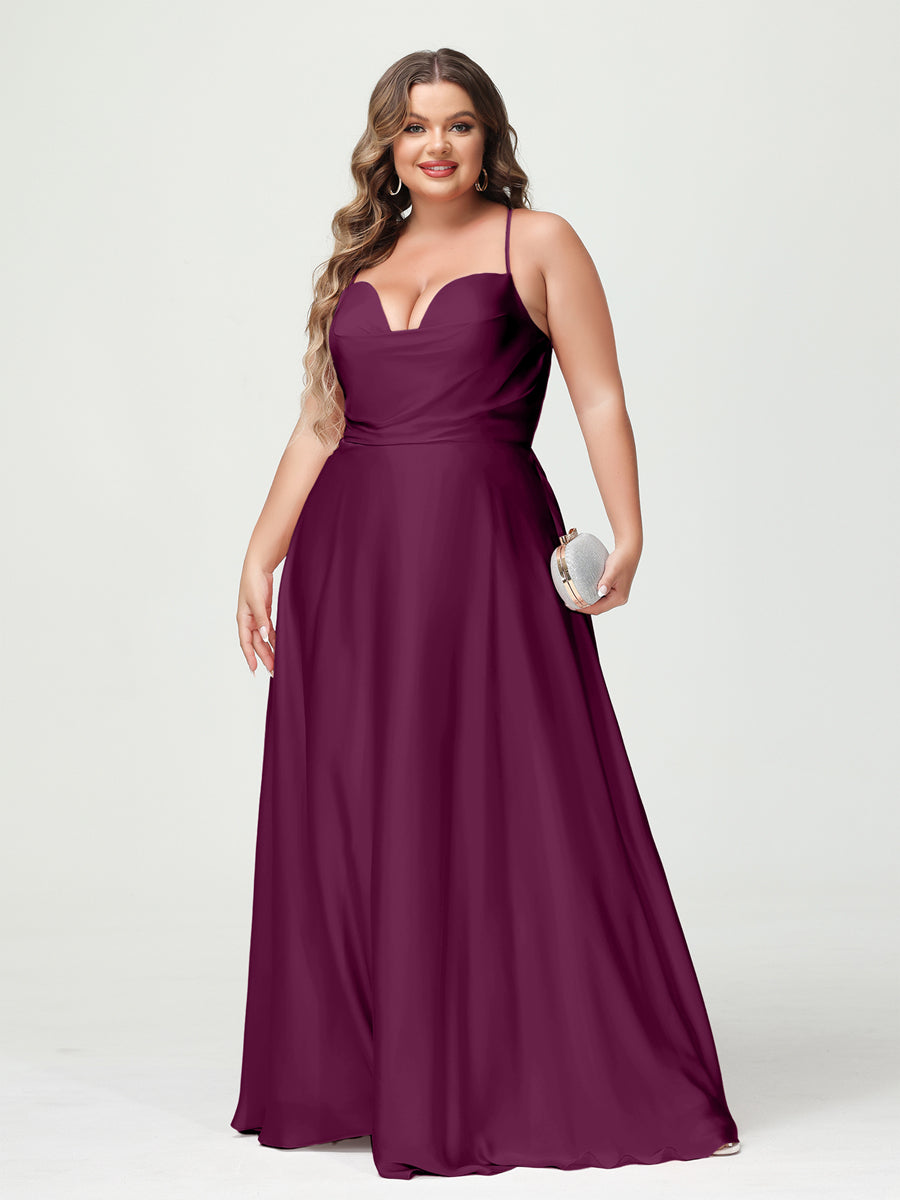 Trapézio/Princesa Alças Finas Sem Mangas Plus Size Vestidos de Dama de Honra