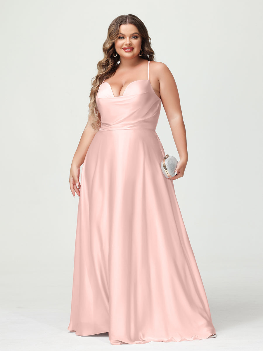 Trapézio/Princesa Alças Finas Sem Mangas Plus Size Vestidos de Dama de Honra