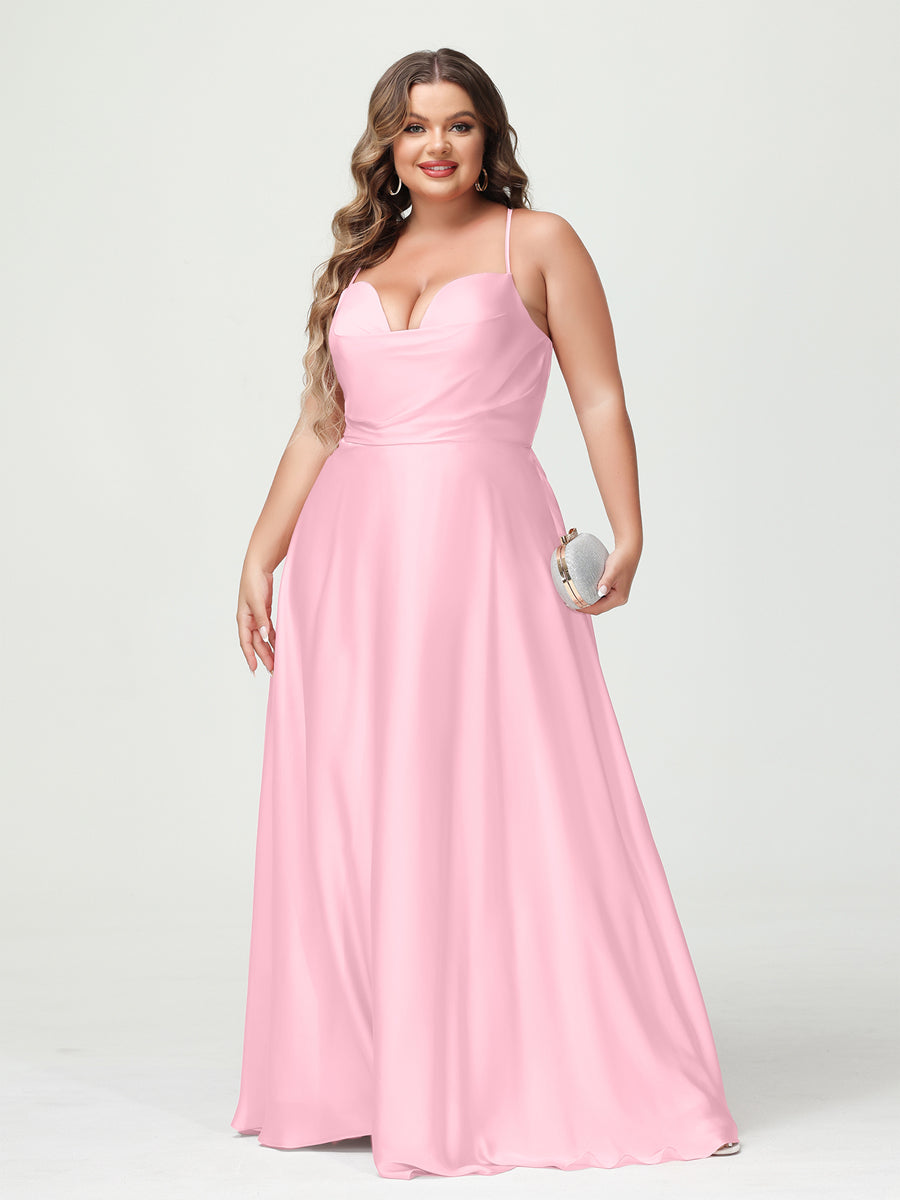 Trapézio/Princesa Alças Finas Sem Mangas Plus Size Vestidos de Dama de Honra