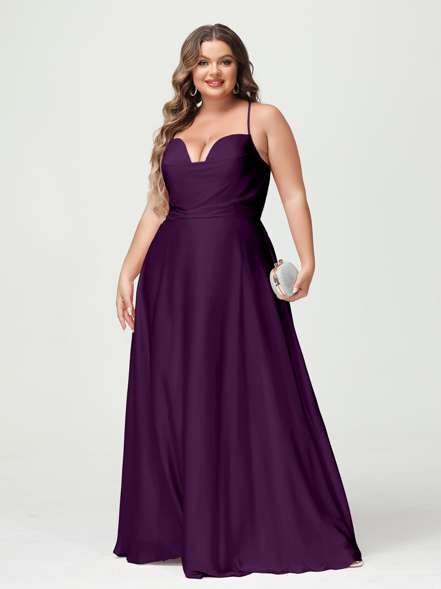 Trapézio/Princesa Alças Finas Sem Mangas Plus Size Vestidos de Dama de Honra