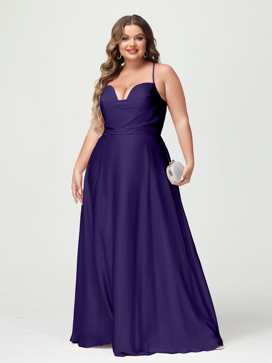 Trapézio/Princesa Alças Finas Sem Mangas Plus Size Vestidos de Dama de Honra